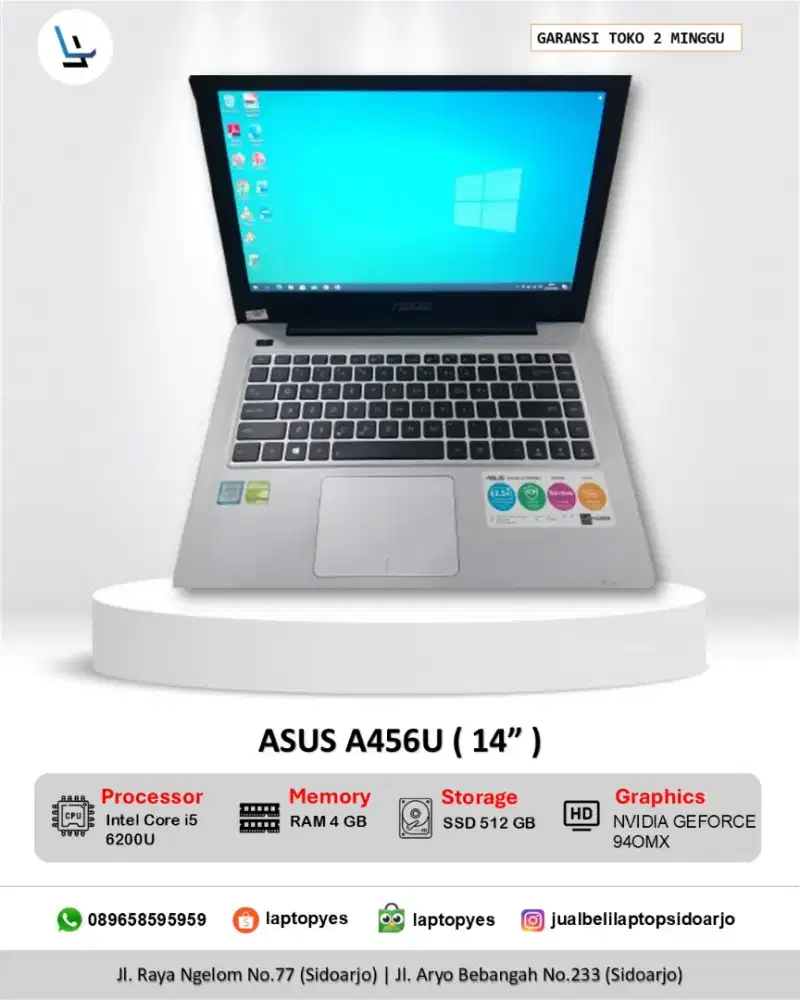 ASUS A456U INTEL CORE I5 GEN 6 GAMING