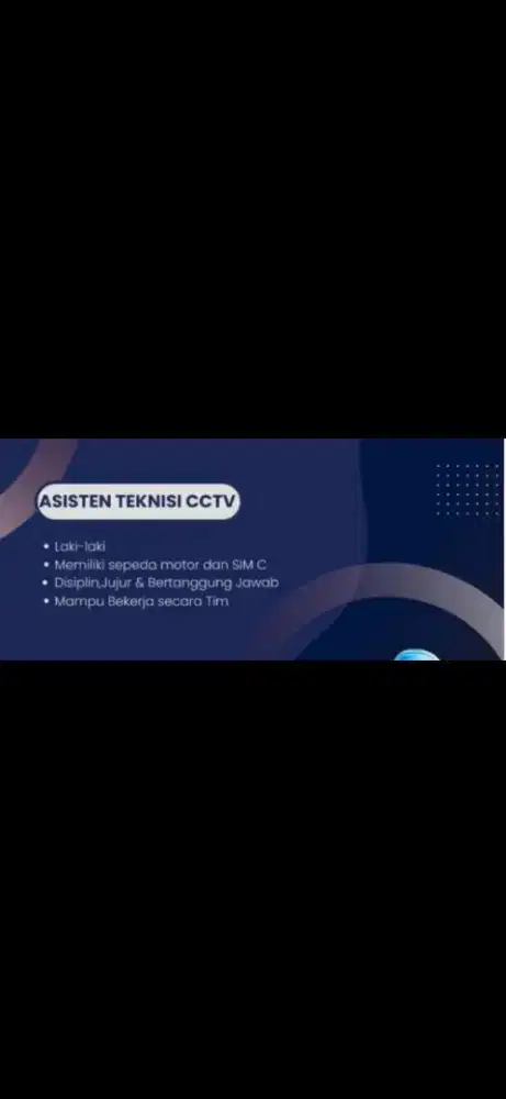 Lowongan kerja untuk asisten teknisi cctv