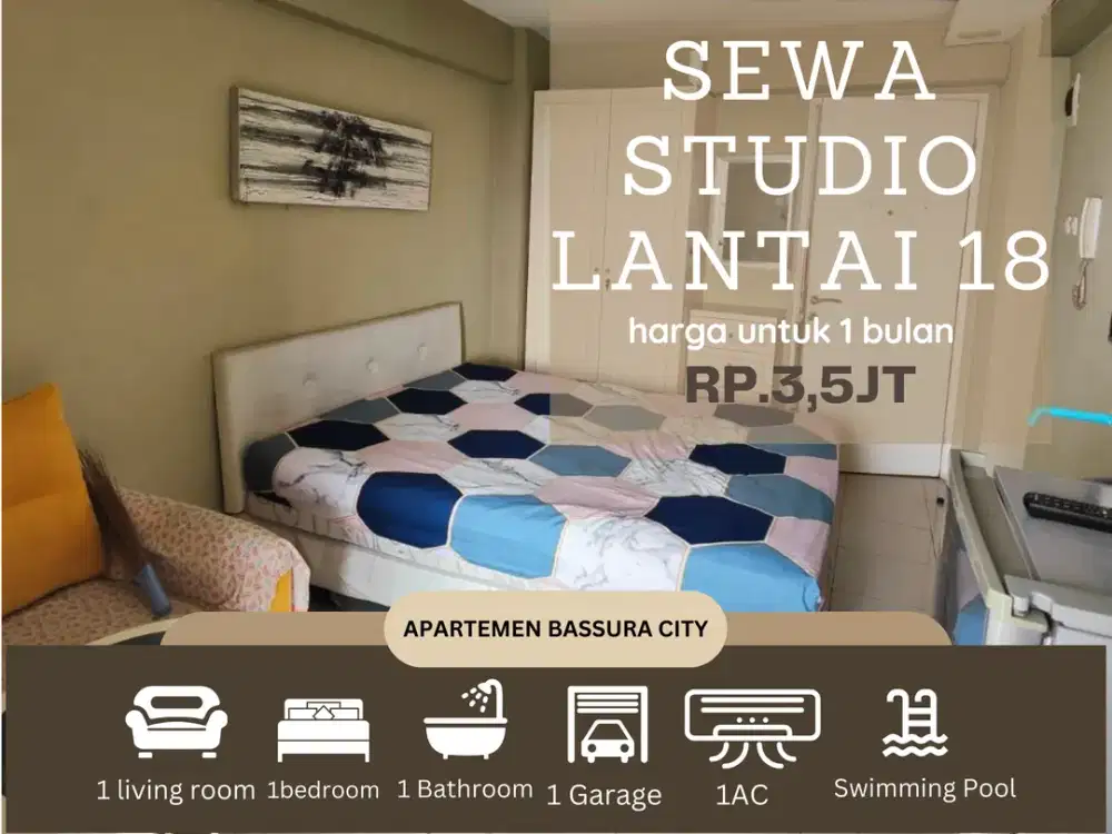 sewa studio full furnis bulanan samping mall apartemen bassura city
