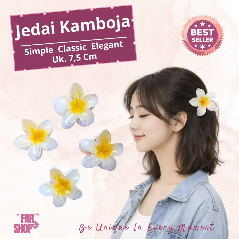 Jepit Rambut Bunga Kamboja 7,5 Cm Simple Classic Elegant Murah El