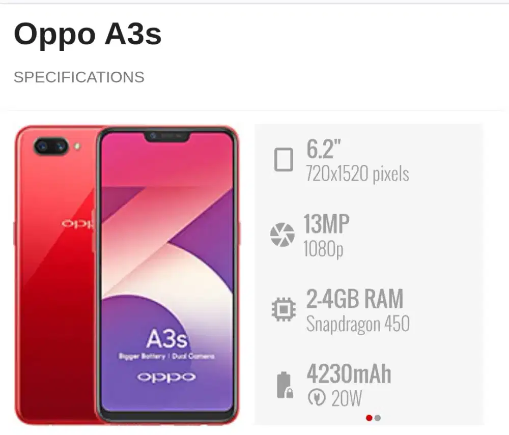 Jual OPPO A3S second