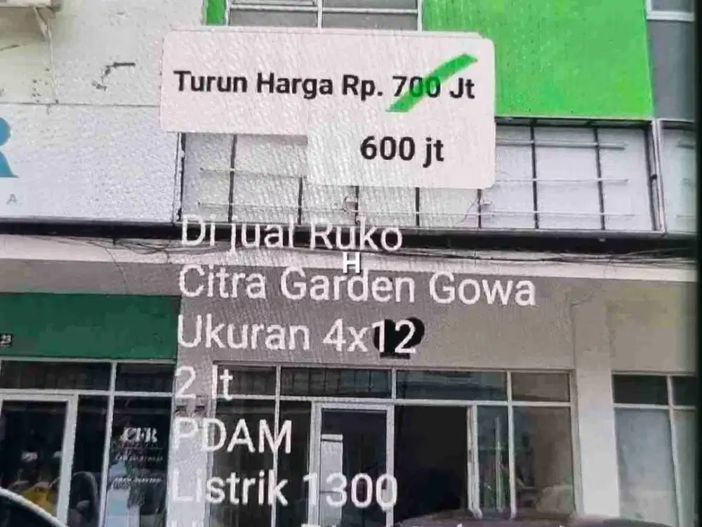 Dijual Murah Ruko 2 lt di Citra Garden Gowa