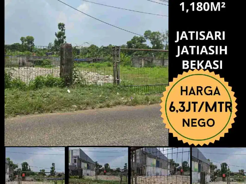 Dijual cepat tanah lokasi strategis dipinggir jalan besar, cocok untuk mini cluster, SPBU di Jatisari Bekasi