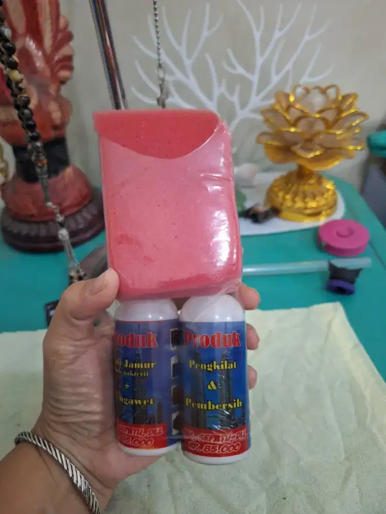 Pemyemprot pembersih 
Jamur dan pengkilat tas 
Dan juga dikasih busa