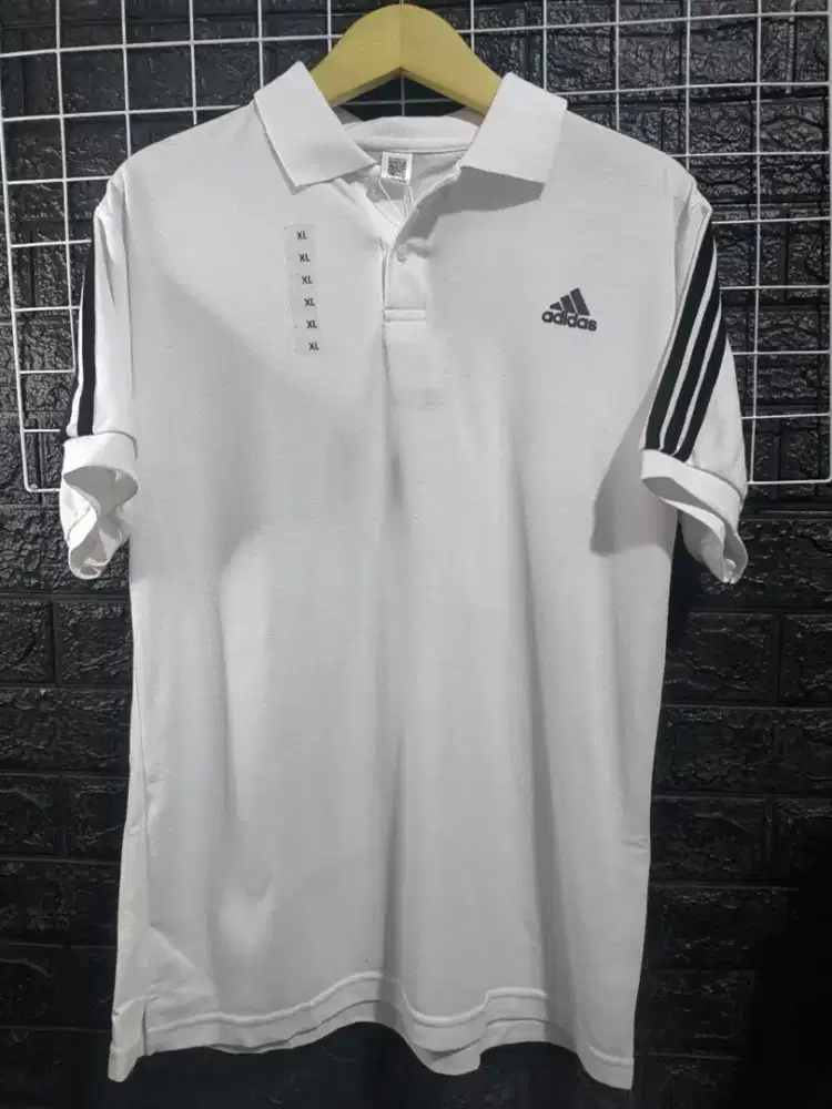 Baju kerah Adidas putih size L
