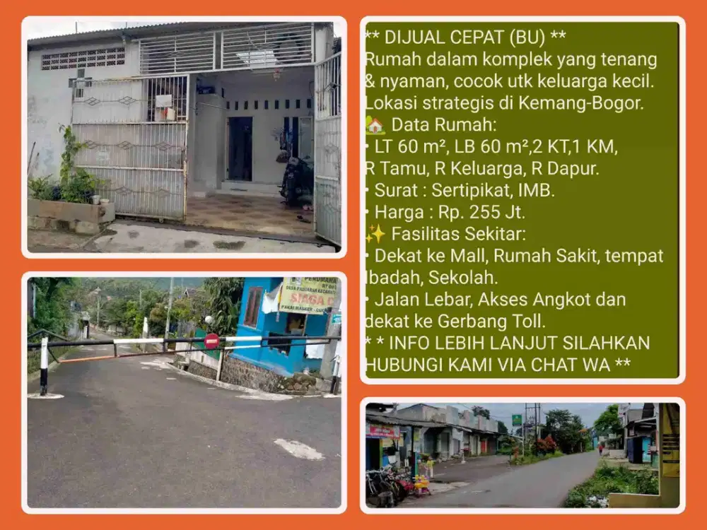 Hunian Komplek Akses Tol Mudah di Kemang-Bogor.