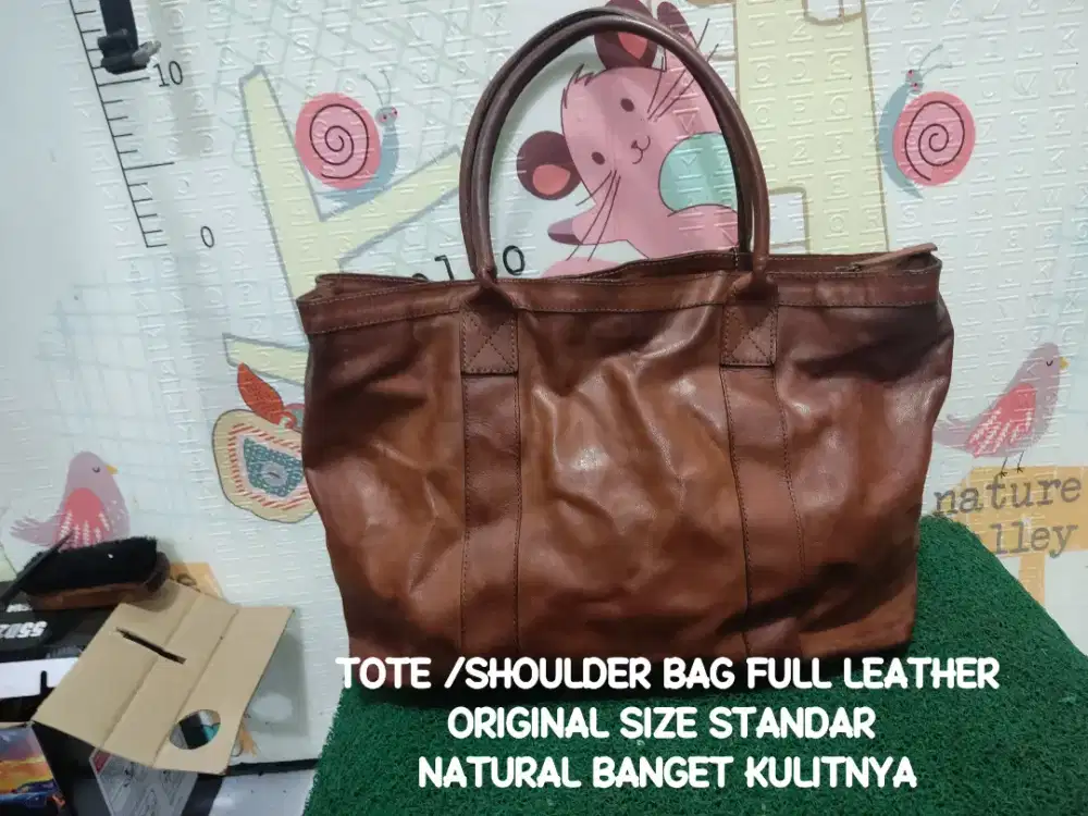 TOTE LEATHER VINTAGE ORIGINAL SIZE STANDAR KNDISI OK KULIT ASLI LEMBUT