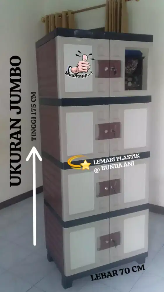 LEMARI PLASTIK JUMBO ADA KUNCI + KACA  BISA COD KIRIM