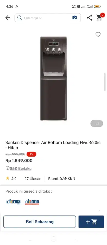 Sanken dispenser air bisa kredit tanpa  dp pakai indodana paylater