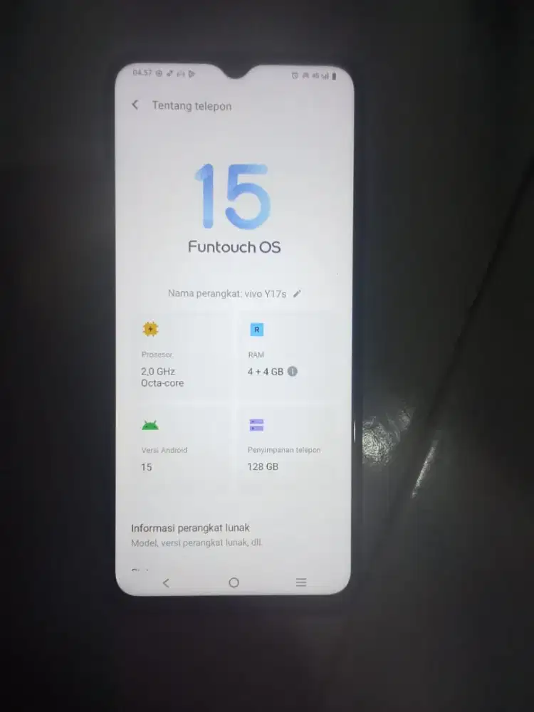 Di jual BU cepat hp vivo y17s ram 4+4/128,kelengkapan hp dan casan.