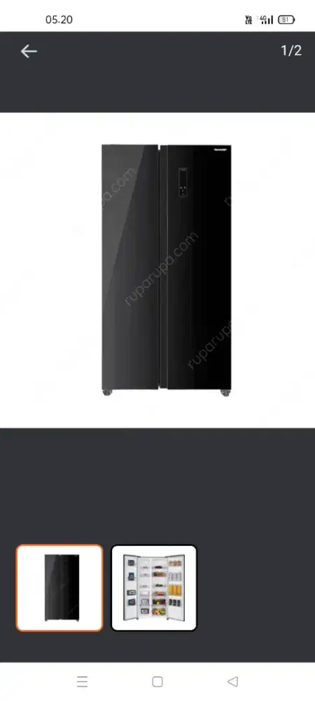 Sharp 563ltr kulkas 2 pintu