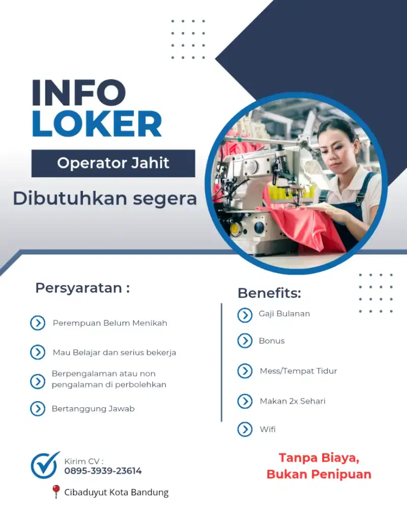 INFO LOKER OPERATOR JAHIT