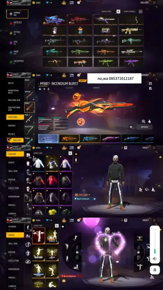 Jual akun FF aman dan amanh d jamin 100% tepercaya