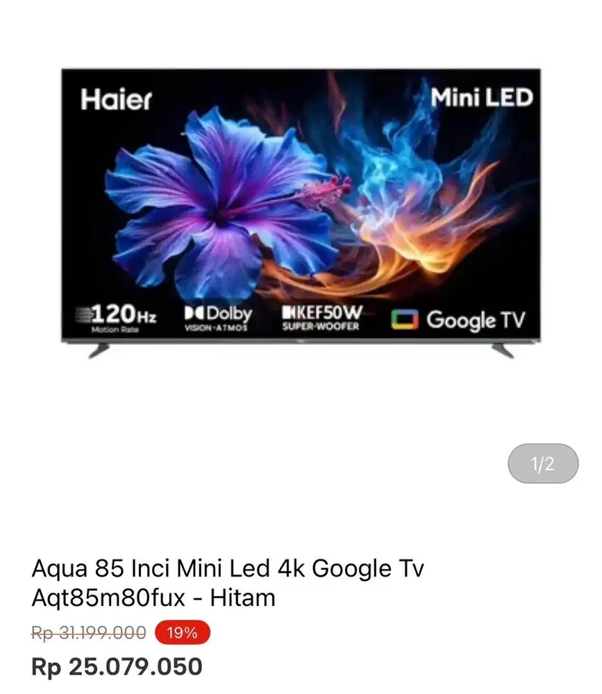 AQUA GOOGLE TV 4k MINI LED 85inci