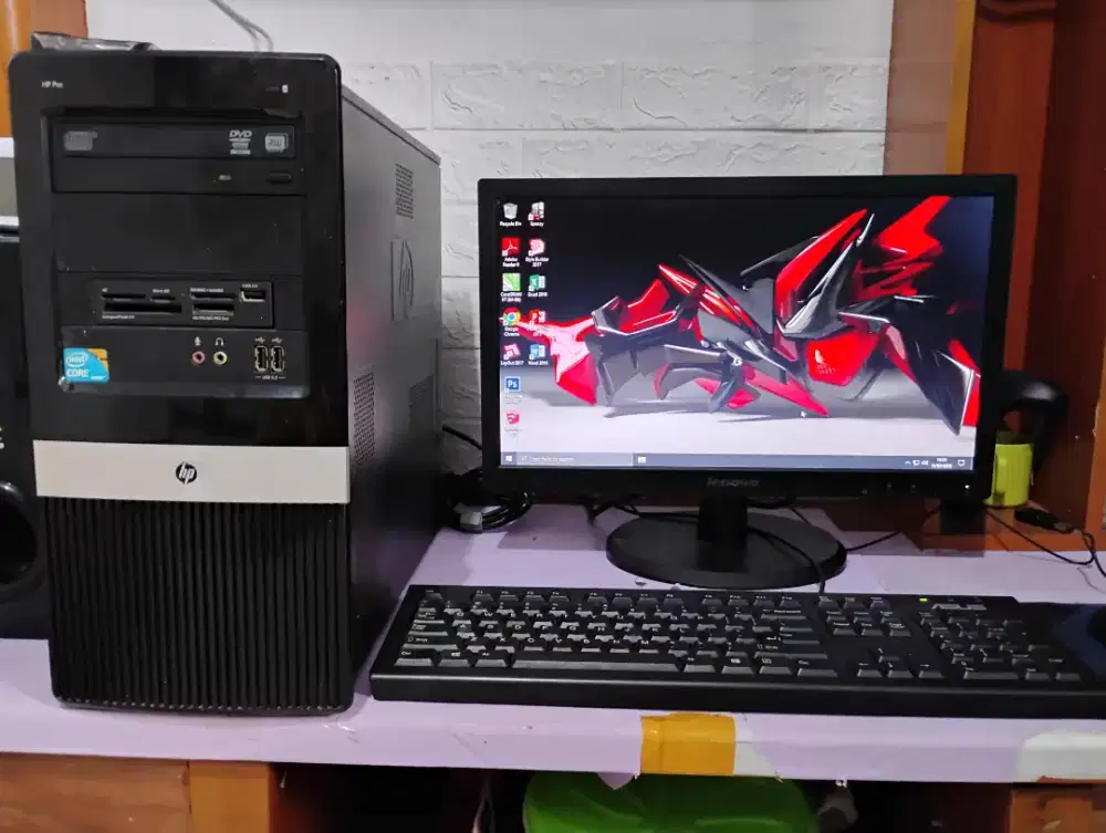Pc HP intel core i7 fullset / ram 8gb + vga amd radeon + monitor 19in