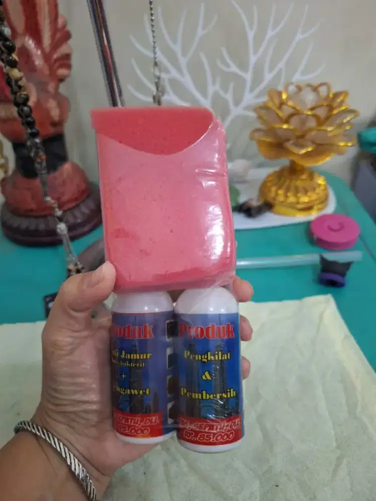 Pemyemprot pembersih 
Jamur dan pengkilat tas 
Dan juga dikasih busa