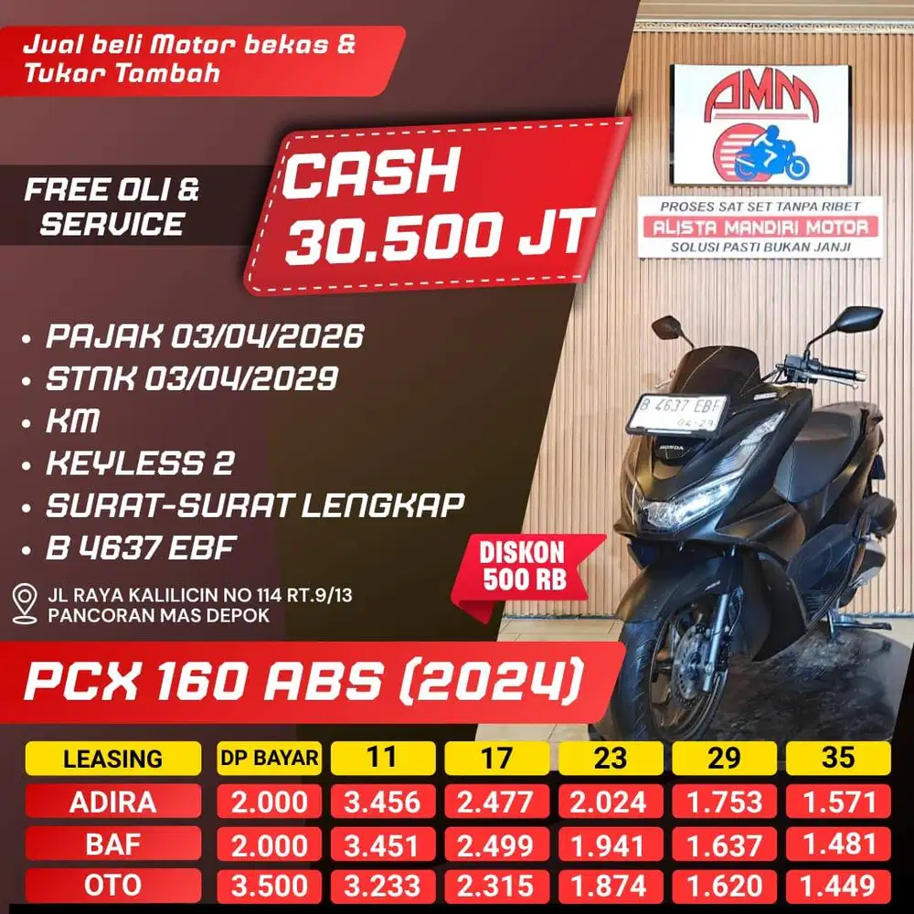 PCX 160 ABS TH 2024 BISA CASH/KREDIT/TUKAR TAMBAH/PAKAI CC/PAYLATER