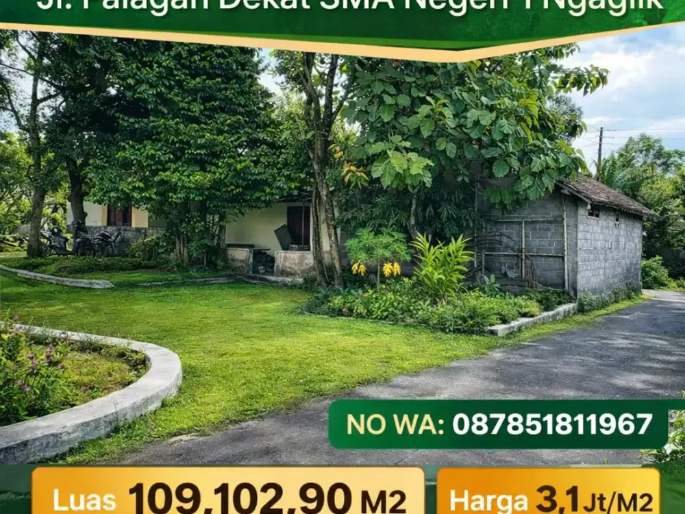 Tanah Pekarangan Jl. Palagan km 11, Lingkungan Perumahan & Pemukiman, udara sejuk asri lingkungan Nasionalis