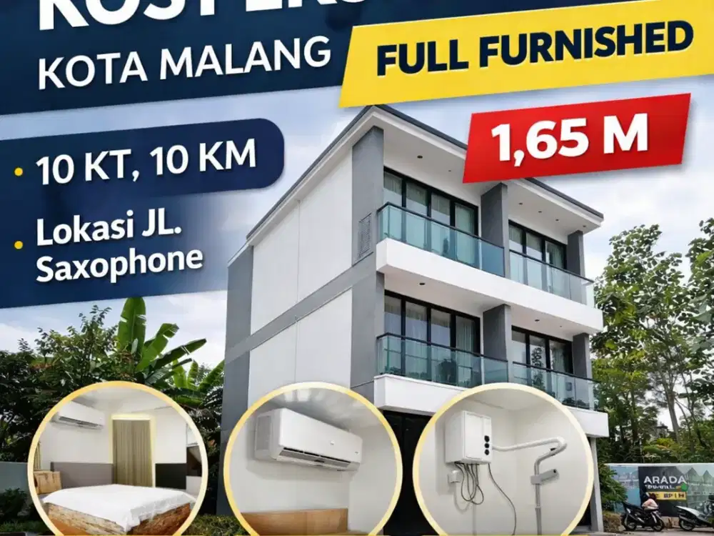 Rumah kos 10 kamar area kampus UMM full furnished, potensial income 180juta
