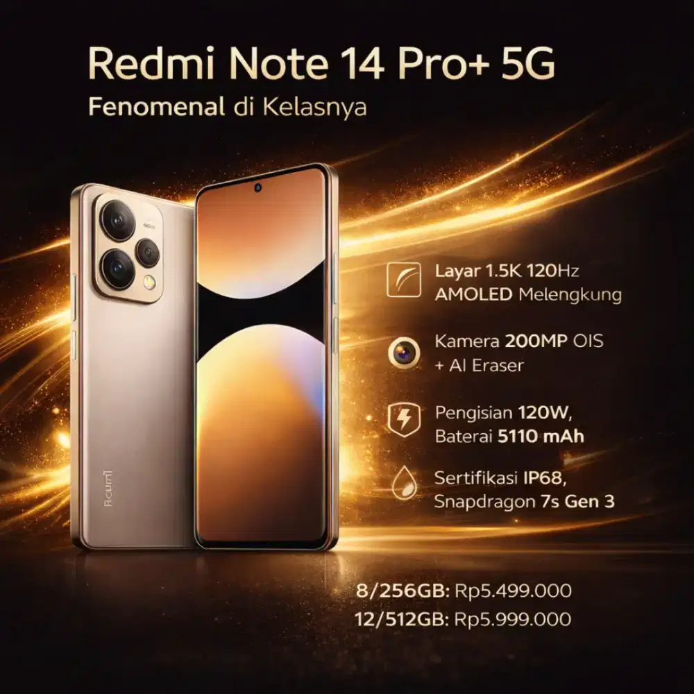 Redmi Note 14 Pro+ 5G – Kamera 200MP, Fast Charging 120W, Flagship