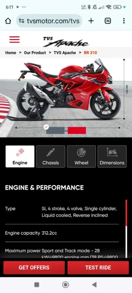 Dijual motor TVS apace rr310 km 50.km seperti baru,tangan pertama