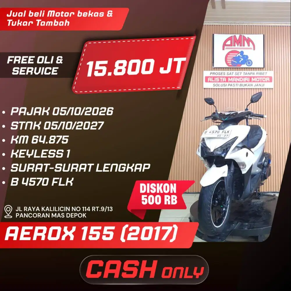 AEROX S TH 2017 PAJAK ON BISA CASH/TUKAR TAMBAH/PAKAI CC/PAYLATER