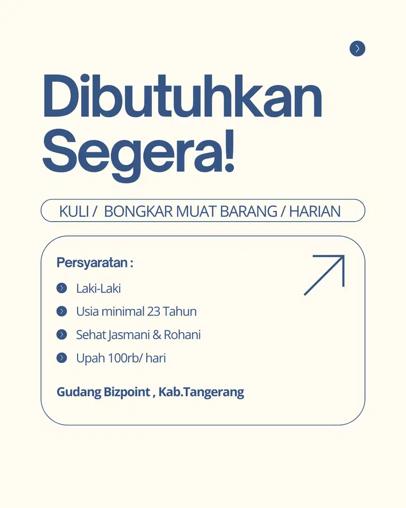 DIBUTUHKAN SEGERA KULI BONGKAR MUAT BARANG / HARIAN