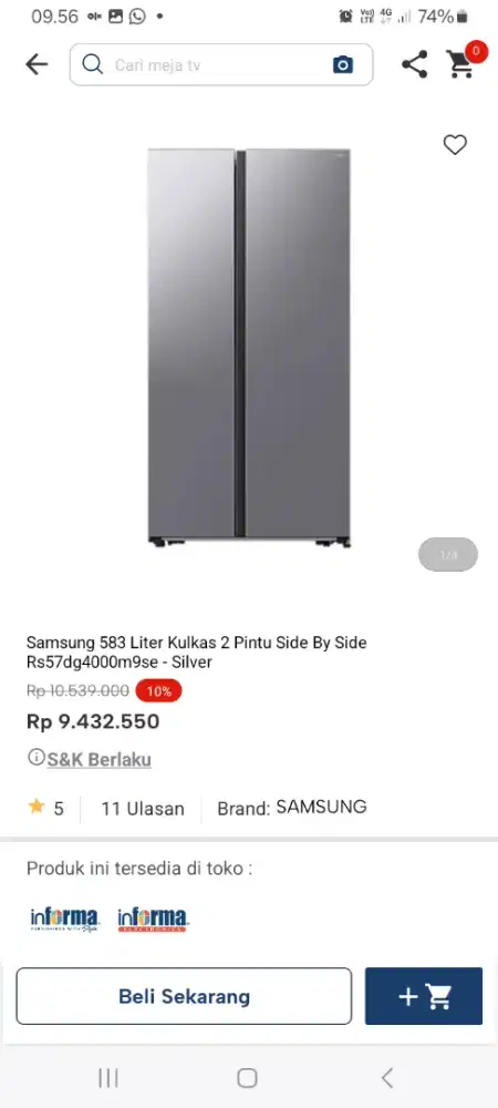 PROMO KREDIT SAMSUNG 583LTR KULKAS 2 PINTU SBS