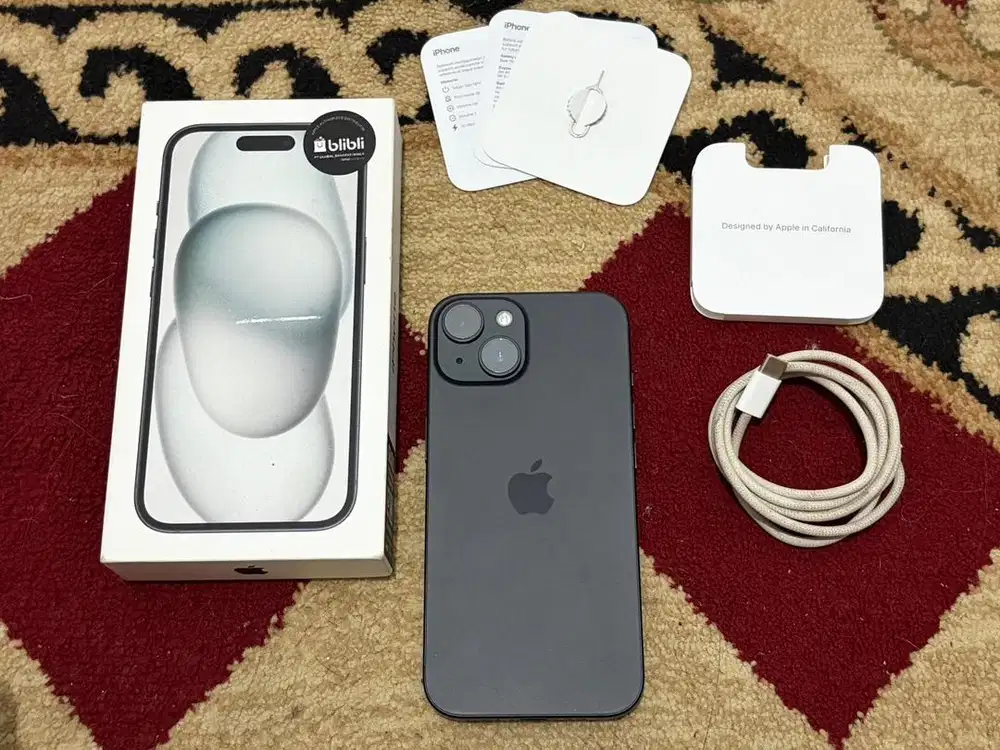 iPhone 15 128Gb Black Ex Blibli Fullset Original Mulus Nominus Bandung