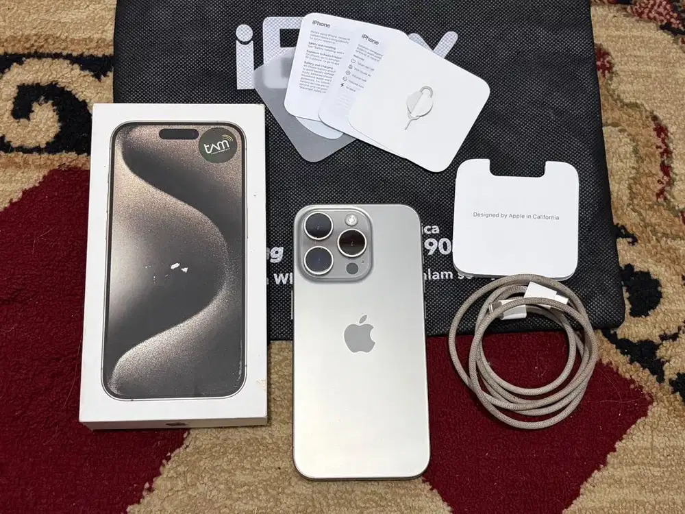 iPhone 15 Pro 128Gb Natural Titanium iBox Fullset Original Fungsi Aman