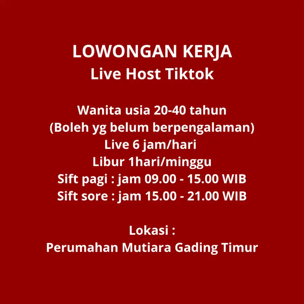 Loker Host Live Tiktok