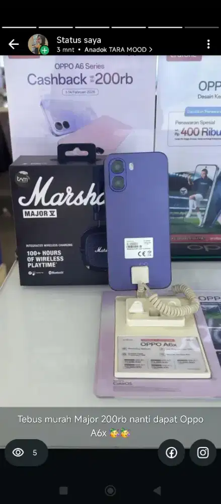 Oppo A6x tebus murah Marshal 200rb saja