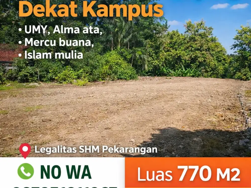 Tanah SHM Pekarangan Area Gamping Siap Balik Nama