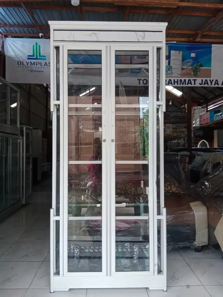 Lemari buffet jumbo 2 pintu Tinggi 180cm,warna putih susu