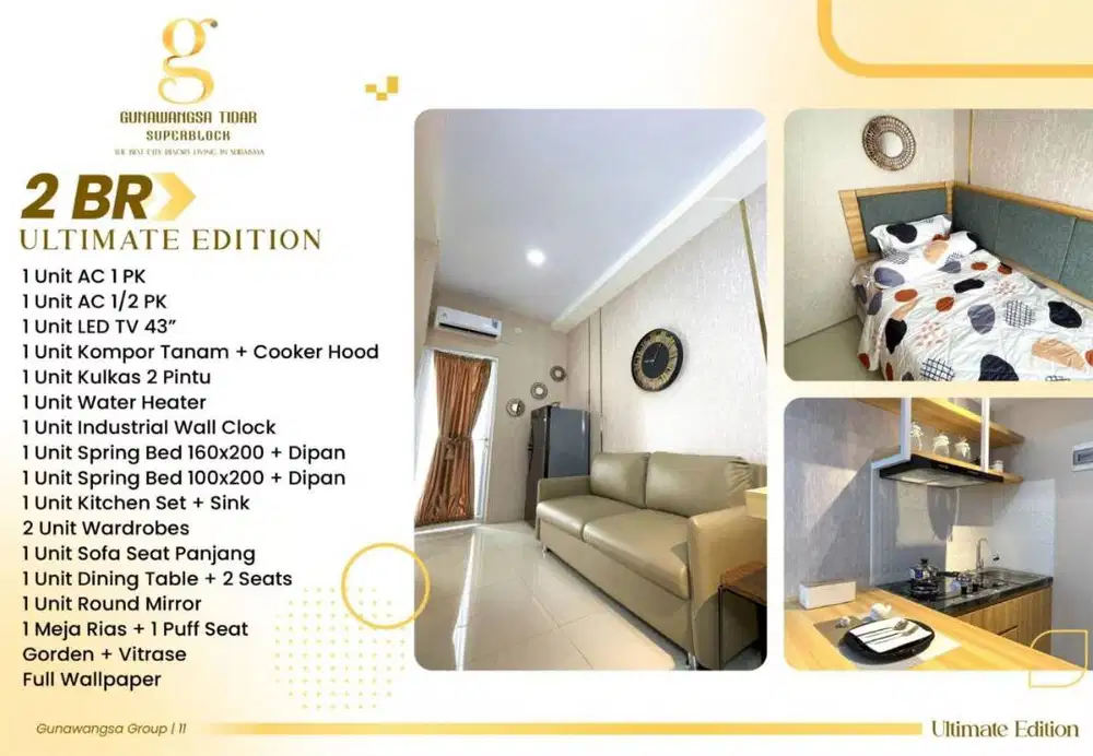 FULL FURNISH+ELEKTRONIK BARU GW TIDAR APARTEMEN TENGAH KOTA SURABAYA