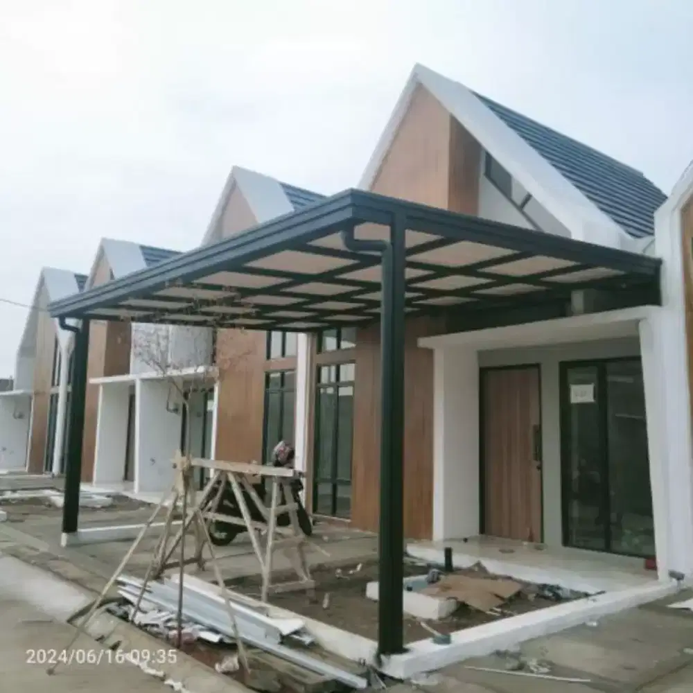 Kanopi rangka hollow galvanis atap alderon