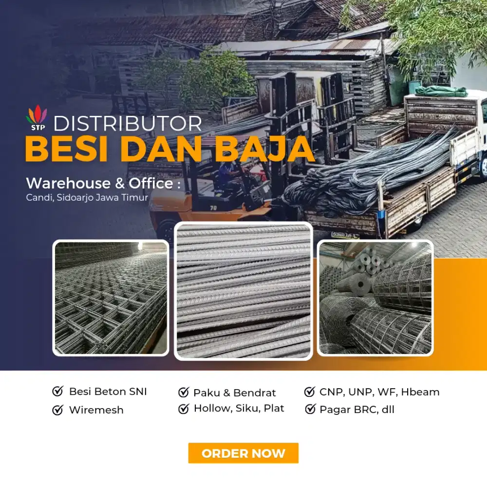 Supplier besi beton, wiremesh, paku, bendrat, bondek ready stok