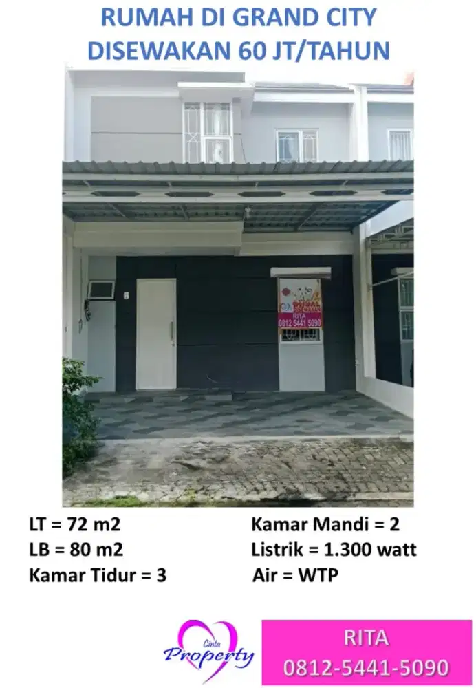 DISEWAKAN RUMAH DI GRAND CITY BALIKPAPAN.