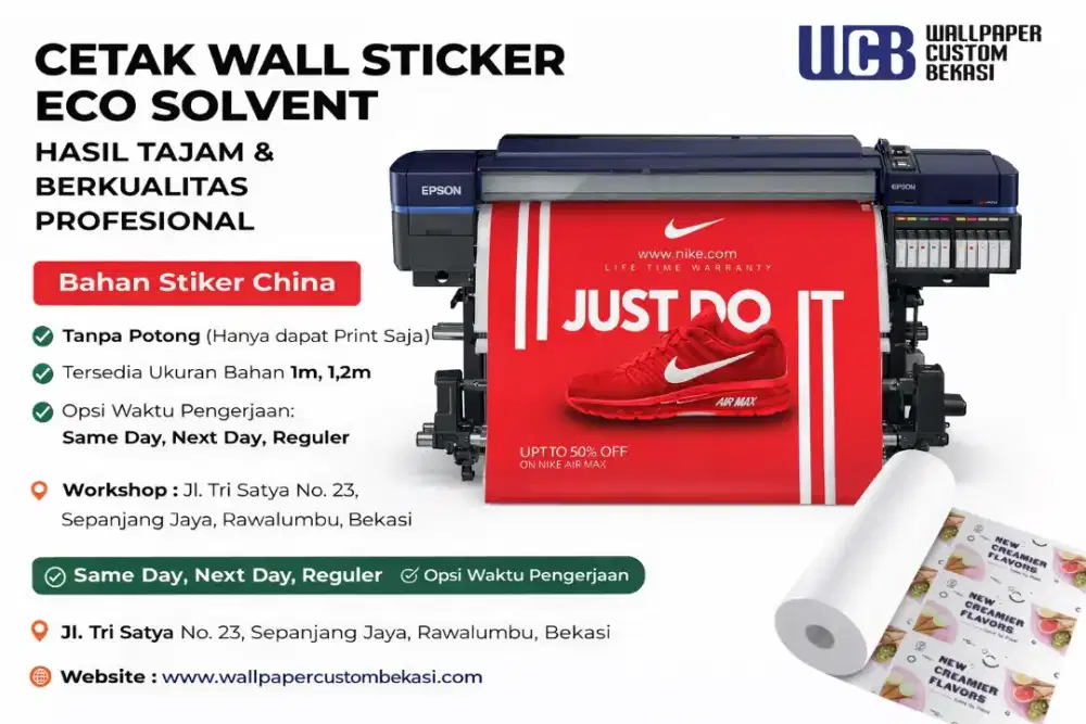 PROMO CETAK WALL STICKER ECO SOLVENT – KUALITAS TAJAM & TAHAN LAMA!