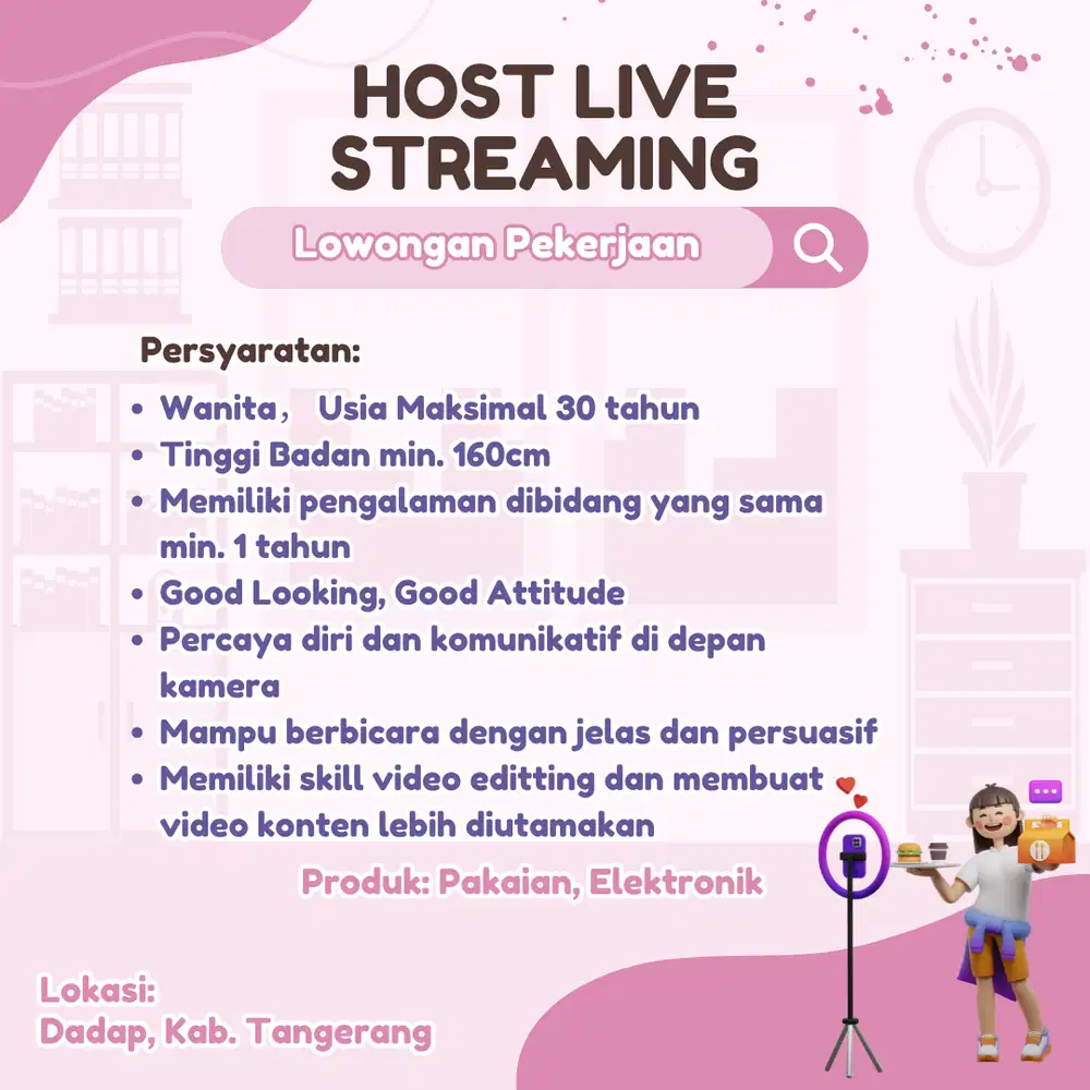 LOWONGAN KERJA – HOST LIVE STREAMING