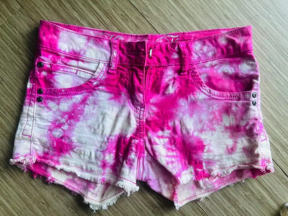 Celana Jeans Pendek Short Pants Motif Pink Strecth