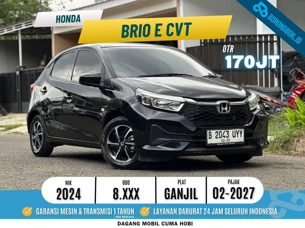 Honda Brio E CVT 2024 Crystal Black Pearl hitam low km jazz agya trd