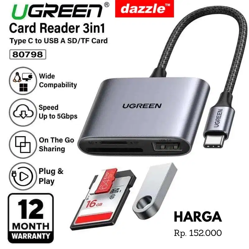 Card Reader Ugreen 3 in 1 80798