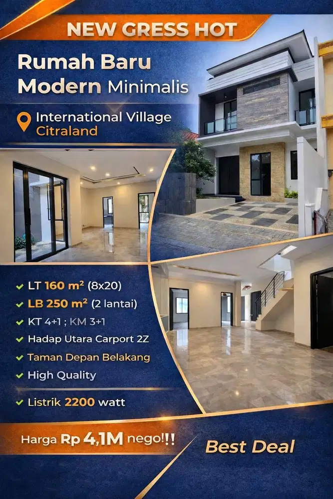 DIJUAL RUMAH BARU MODERN CITRALAND INTERNATIONAL VILLAGE ADA TAMAN