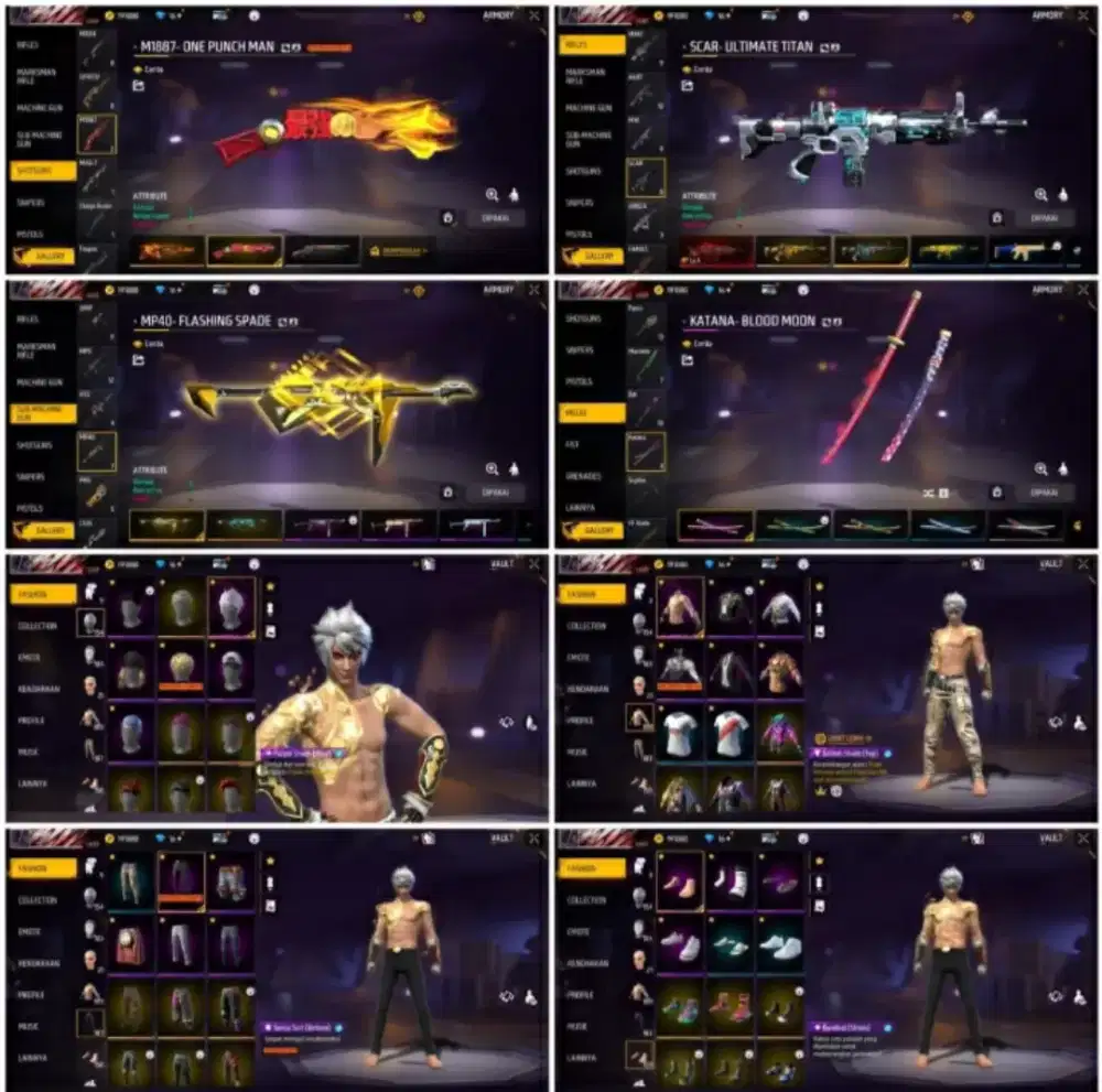 Jual akun free fre sultan