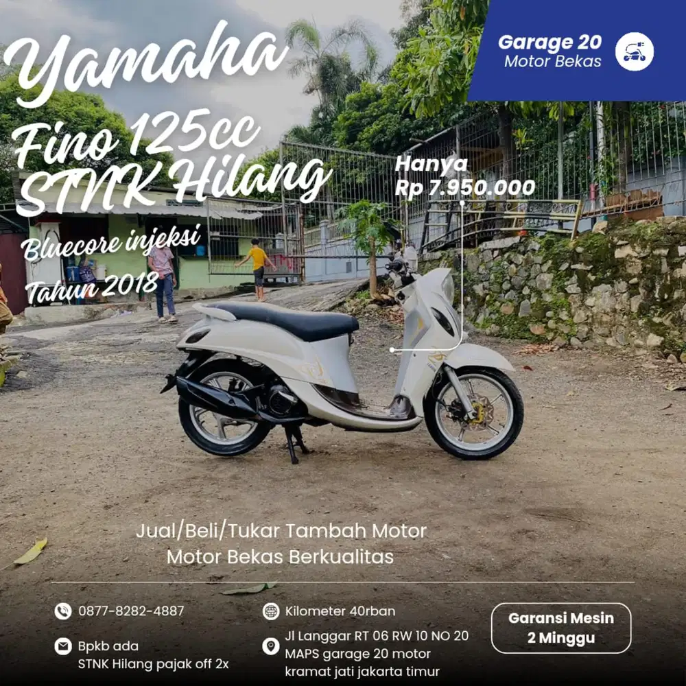 Yamaha Fino 125cc STNK Hilang Tahun 2018