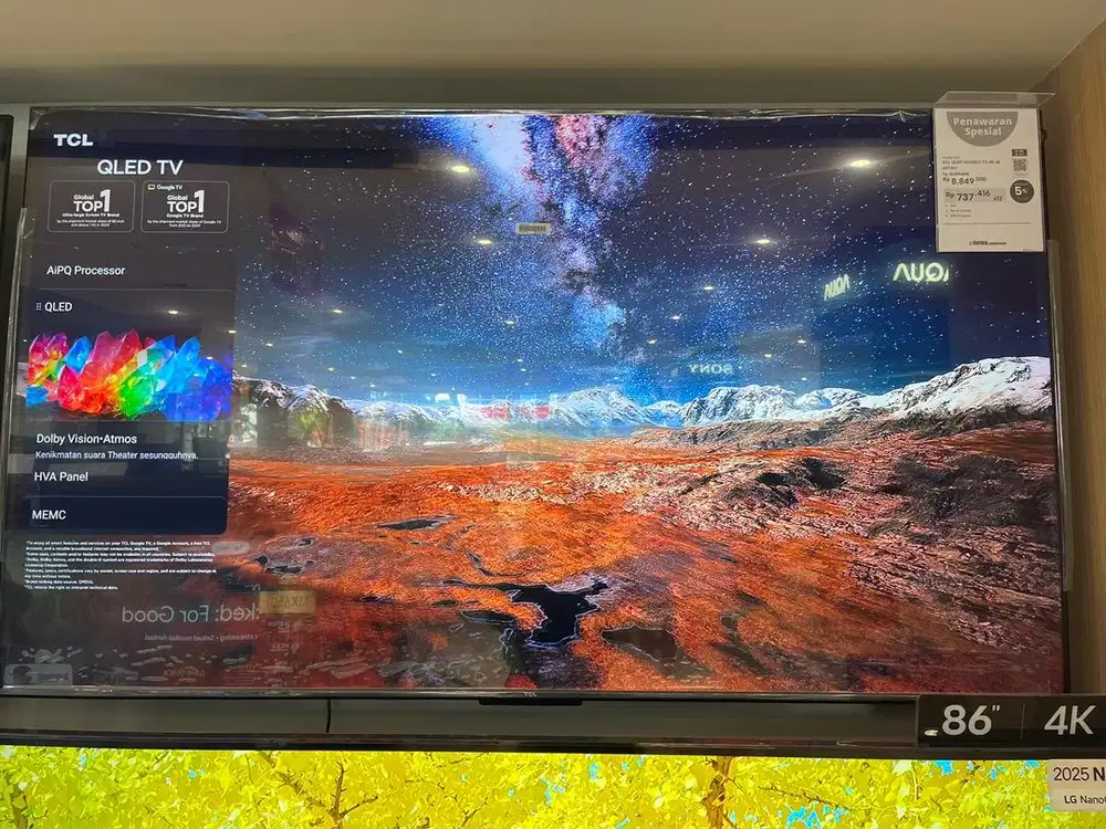 CICILAN TV TCL QLED GOOGLE TV 4K 65 INCH