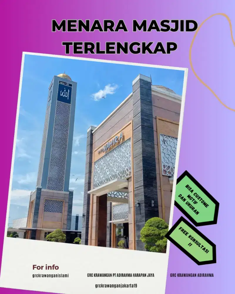 Tukang Pasang Menara Masjid GRC Pondok Betung