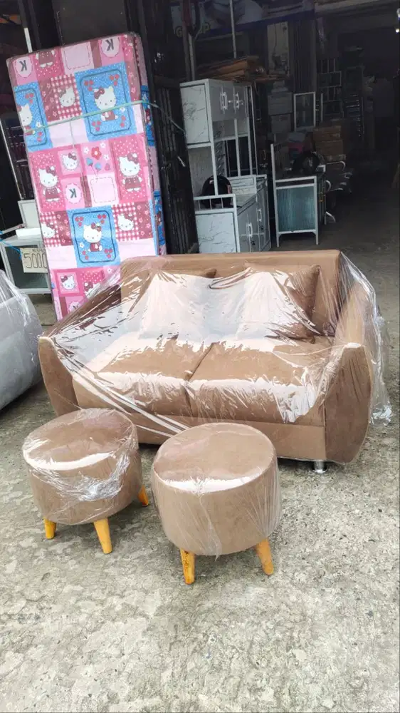 Sofa Stol Kursi Tamu Bludru 2-1-1