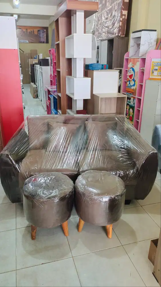 Sofa Stol Kursi Tamu Bludru 2-1-1